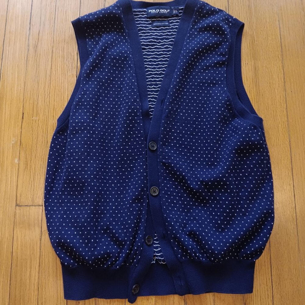 Classic Polo Golf Cardigan Button Up Sweater Navy